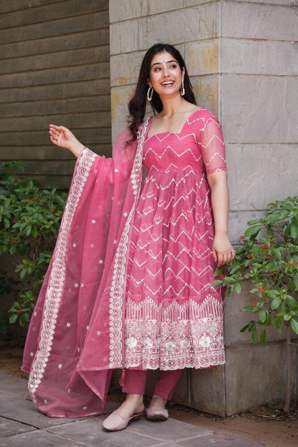 Looking for this same colour beautiful Designer Suit On havy Faux Georgette