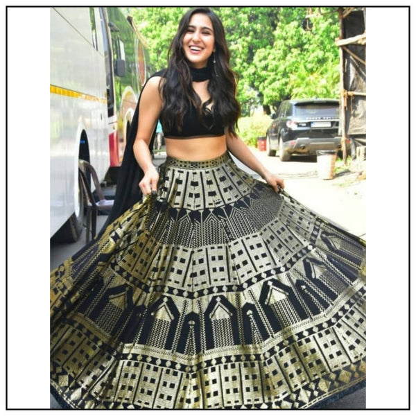 black lehenga styled and perfectly crafted with Sequins Lehenga Choli